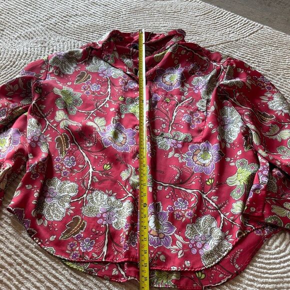 Zara Red Floral Button Down Shirt - Picture 6 of 7